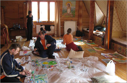 Gurdjieff Work and Movements, Russia 2009, meditative painting art-class